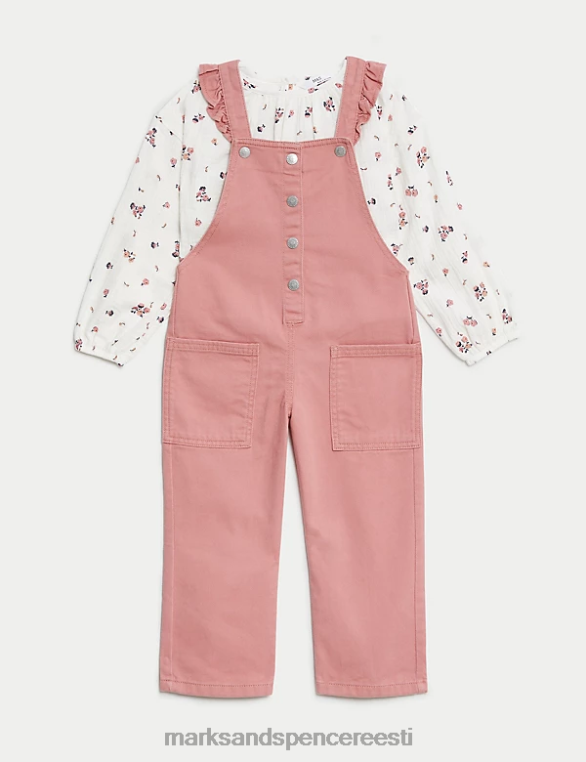 Riietus ee Marks & Spencer lapsed 2tk puhtast puuvillast lilleline komplekt roosa NZTRN9161