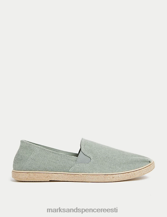 jalatsid ee Marks & Spencer mehed lõuendist libisevad espadrillid värske jalaga roheline NZTRN5812