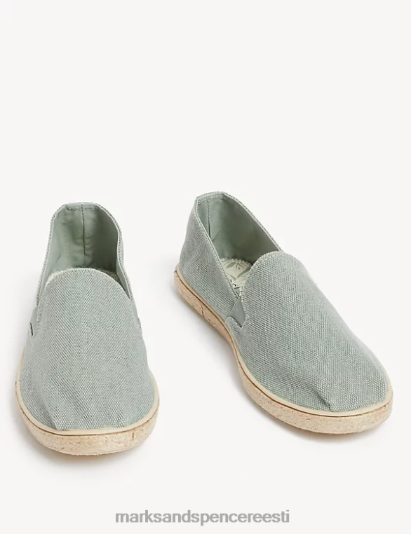 jalatsid ee Marks & Spencer mehed lõuendist libisevad espadrillid värske jalaga roheline NZTRN5812