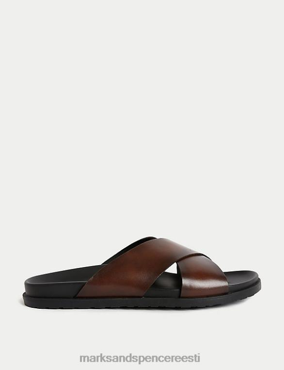 jalatsid ee Marks & Spencer mehed nahast libisevad sandaalid pruun NZTRN7251