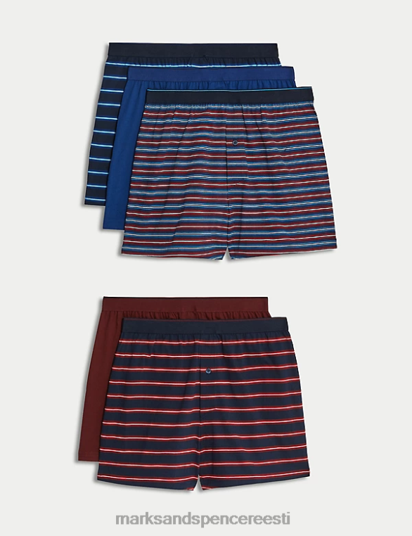 Riietus ee Marks & Spencer mehed 5 tk puhtast puuvillast lahedad ja värsked jersey bokserid mereväe segu NZTRN4744