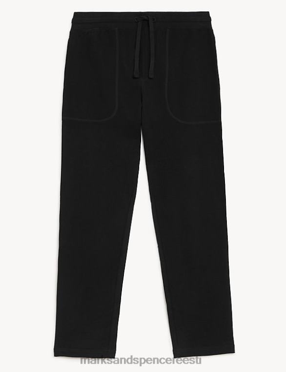 Riietus ee Marks & Spencer mehed nööriga puhtast puuvillast sirge jalaga jooksupüksid must NZTRN6722