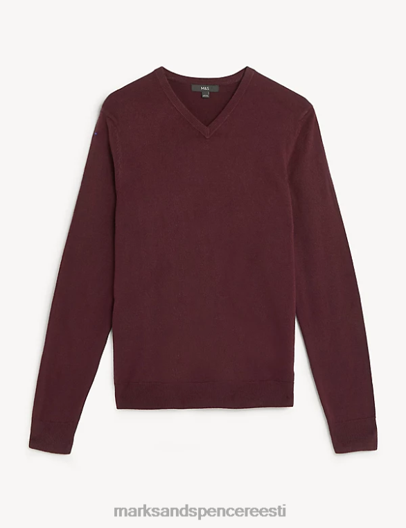 Riietus ee Marks & Spencer mehed cashmiloni v-kaelusega kampsun Burgundia NZTRN6012