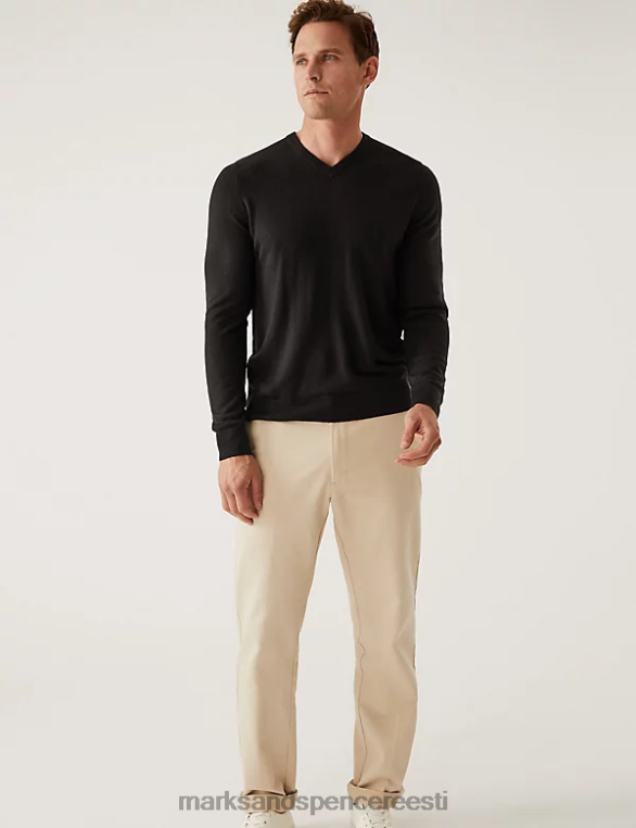 Riietus ee Marks & Spencer mehed cashmiloni v-kaelusega kampsun must NZTRN6010