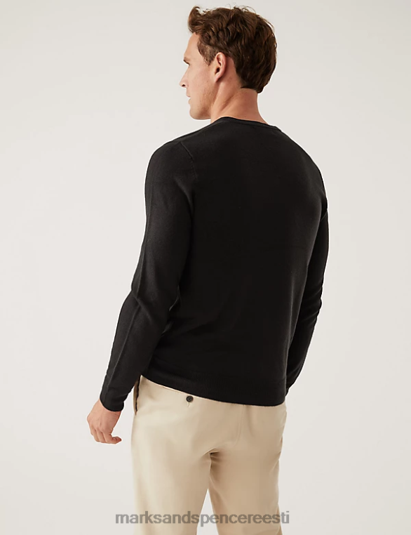 Riietus ee Marks & Spencer mehed cashmiloni v-kaelusega kampsun must NZTRN6010