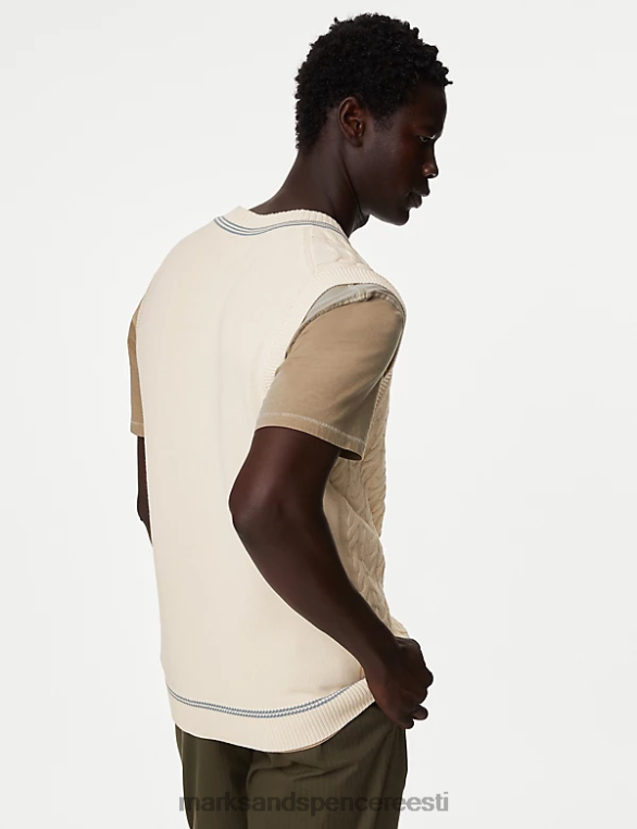 Riietus ee Marks & Spencer mehed pealkirjaga puhtast supima puuvillast kootud vest ekru NZTRN6209