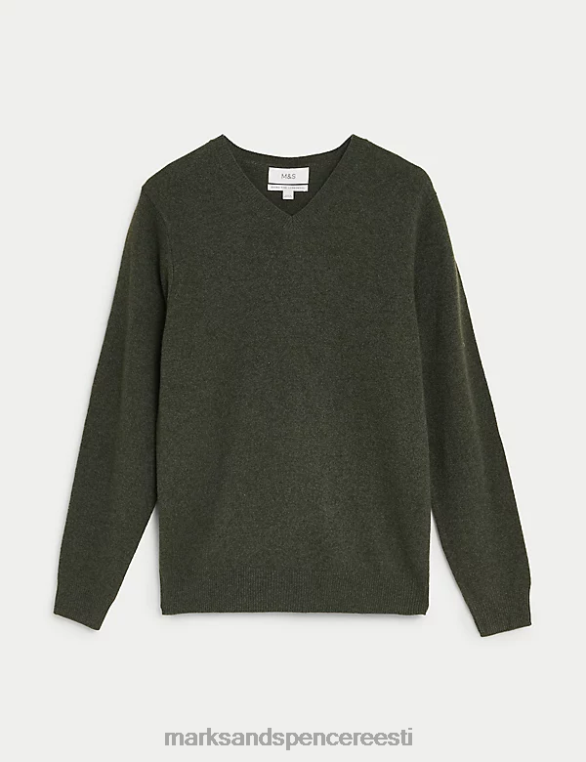 Riietus ee Marks & Spencer mehed puhas eriti peen lambavillane v-kaelusega džemper khaki NZTRN6894
