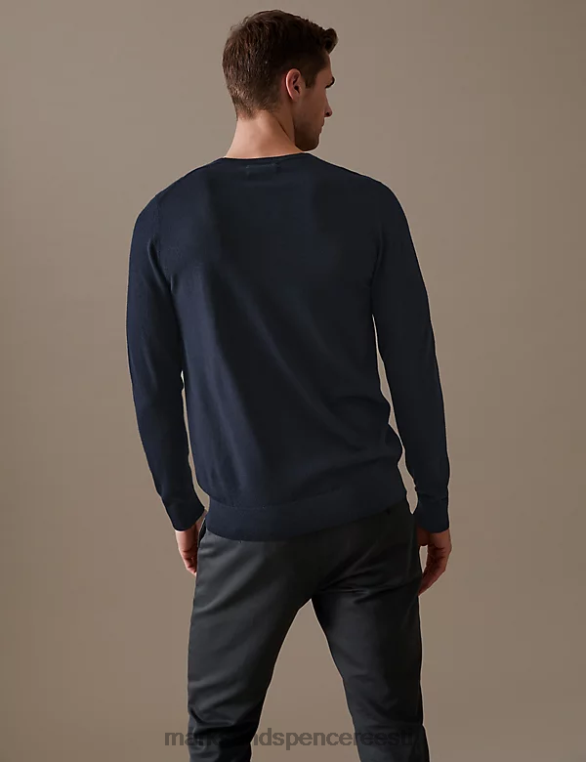 Riietus ee Marks & Spencer mehed puhas ülipeen meriinovillane v-kaelusega kampsun merevägi NZTRN5573