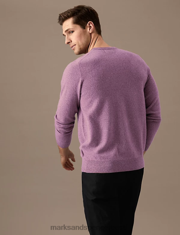 Riietus ee Marks & Spencer mehed puhtast kašmiirist kaelusega kampsun tolmutatud ploom NZTRN7413