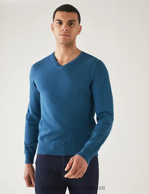 Riietus ee Marks & Spencer mehed puhtast puuvillast v-kaelusega kootud kampsun igihali NZTRN7205