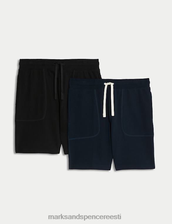Riietus ee Marks & Spencer mehed 2 tk puhtast puuvillast jersey lühikesed püksid must segu NZTRN5050