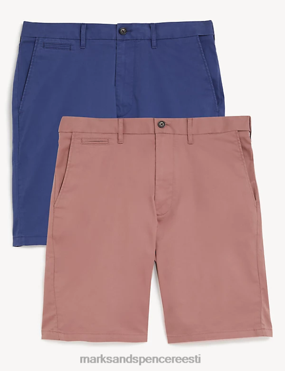 Riietus ee Marks & Spencer mehed 2pk ülikerged chino lühikesed püksid roosa segu NZTRN4890