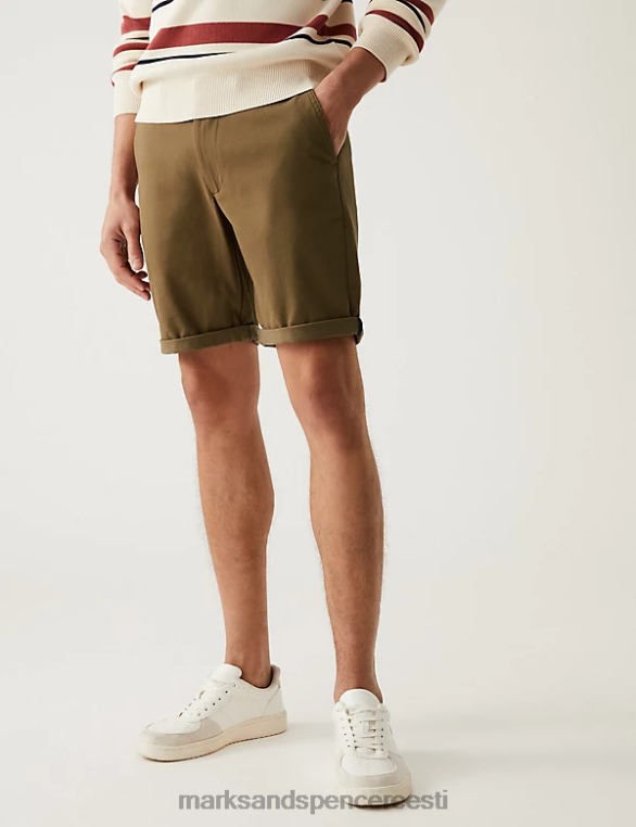 Riietus ee Marks & Spencer mehed ülimad venivusega chino lühikesed püksid tume pronks NZTRN6404