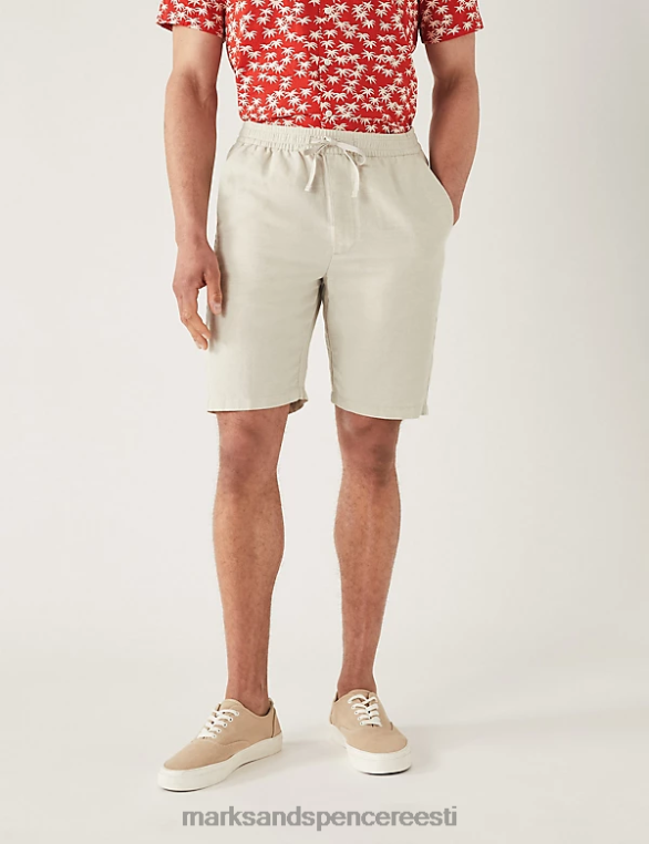 Riietus ee Marks & Spencer mehed linasegust elastse vöökohaga chino lühikesed püksid kivi NZTRN5372