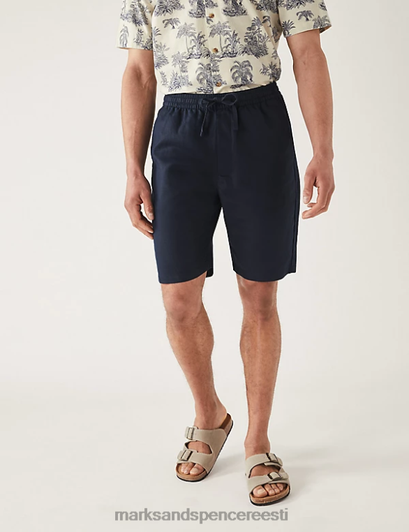 Riietus ee Marks & Spencer mehed linasegust elastse vöökohaga chino lühikesed püksid merevägi NZTRN4990