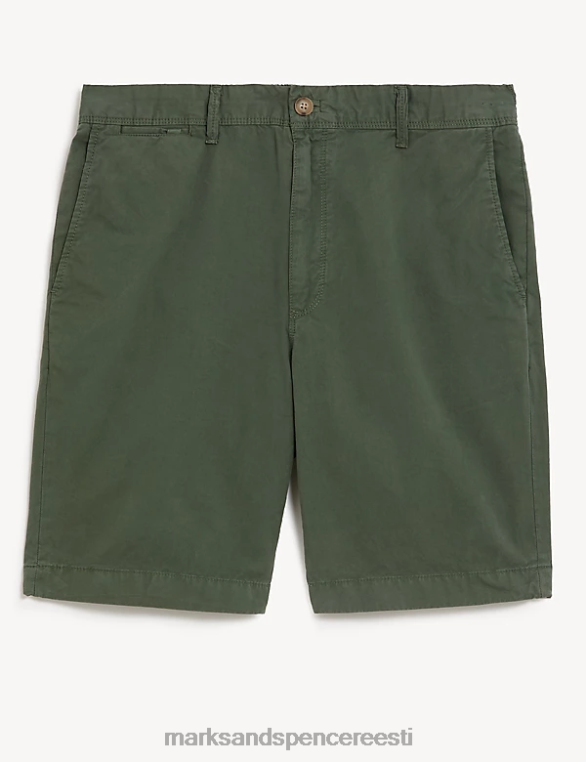 Riietus ee Marks & Spencer mehed puhtast puuvillast poolkummiga vöökohaga lühikesed püksid khaki NZTRN6803