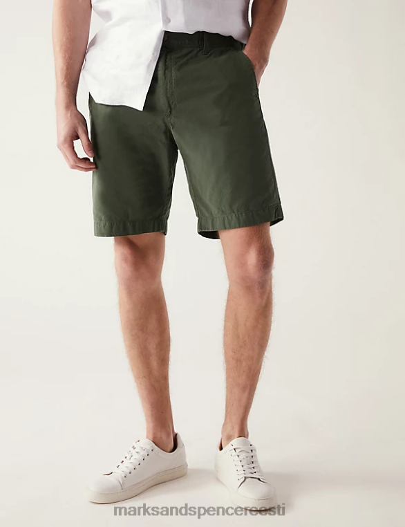 Riietus ee Marks & Spencer mehed puhtast puuvillast poolkummiga vöökohaga lühikesed püksid khaki NZTRN6803