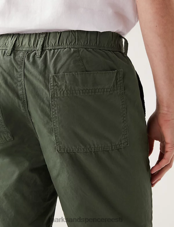 Riietus ee Marks & Spencer mehed puhtast puuvillast poolkummiga vöökohaga lühikesed püksid khaki NZTRN6803