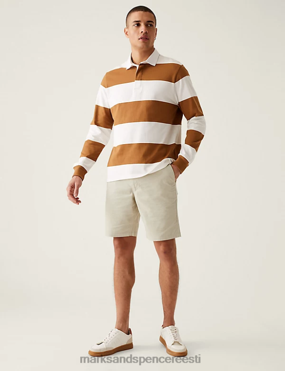 Riietus ee Marks & Spencer mehed puhtast puuvillast velvetist elastne vöökohaga lühikesed püksid ekru NZTRN6134