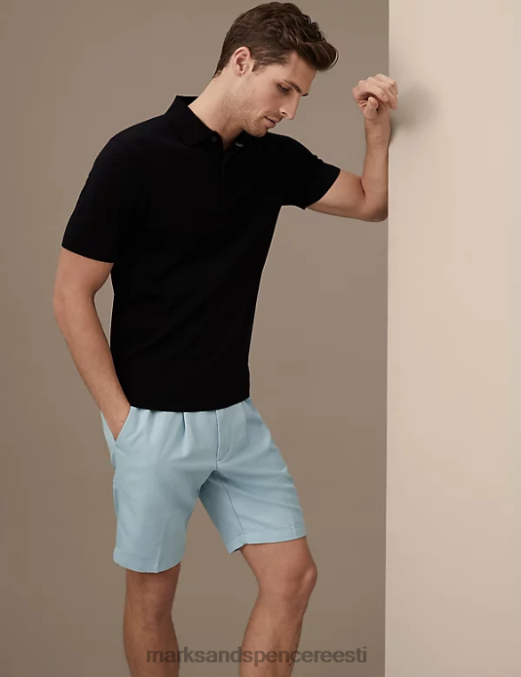 Riietus ee Marks & Spencer mehed puuvillane linane elastne vöökohaga chino lühikesed püksid helesinine NZTRN6366