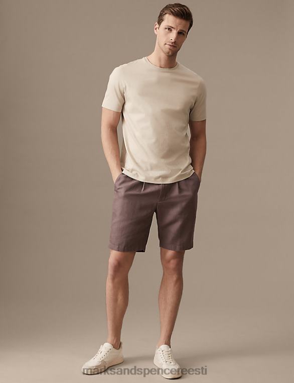 Riietus ee Marks & Spencer mehed puuvillane linane elastne vöökohaga chino lühikesed püksid ploom NZTRN6365