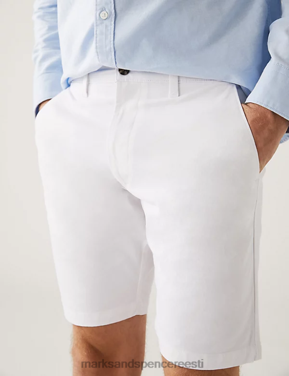 Riietus ee Marks & Spencer mehed venivad chino lühikesed püksid valge NZTRN6125