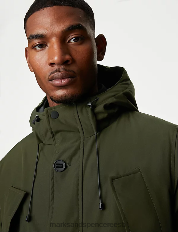 Riietus ee Marks & Spencer mehed kapuutsiga termosoojaga parkjakk khaki NZTRN6139