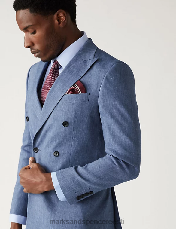 Riietus ee Marks & Spencer mehed kohandatud istuvusega itaalia linane imeülikonna jope chambray NZTRN5494
