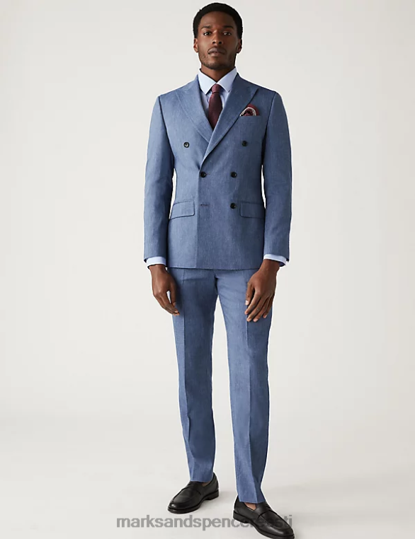 Riietus ee Marks & Spencer mehed kohandatud istuvusega itaalia linane imeülikonna jope chambray NZTRN5494