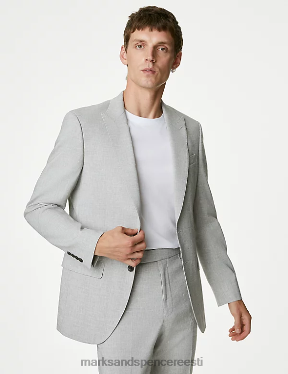 Riietus ee Marks & Spencer mehed kohandatud istuvusega linasest ülikonnast jope helehall NZTRN6561