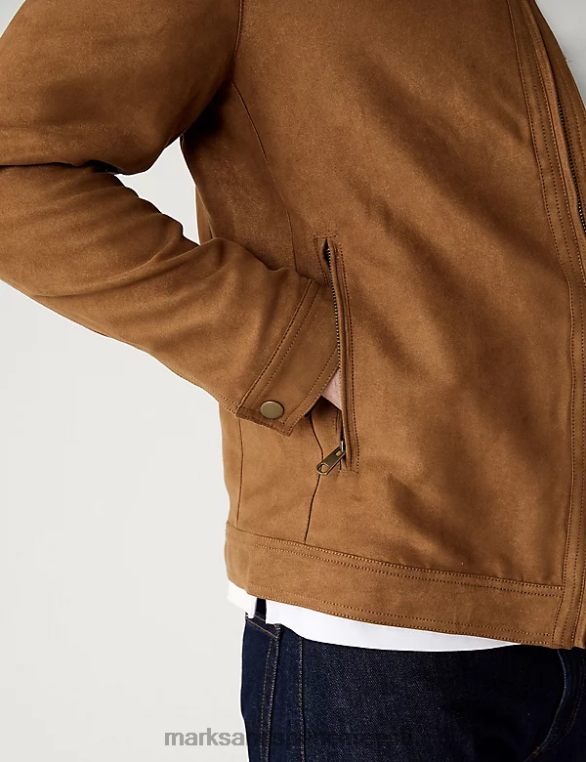 Riietus ee Marks & Spencer mehed kunstnahast biker jope tan NZTRN5503