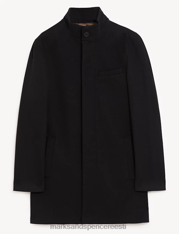 Riietus ee Marks & Spencer mehed lehtrikaelusega mantel must NZTRN6768