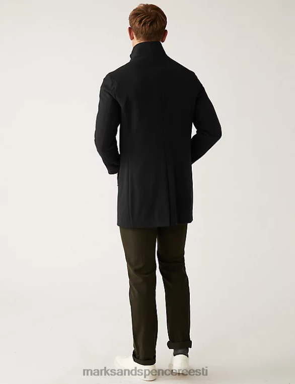 Riietus ee Marks & Spencer mehed lehtrikaelusega mantel must NZTRN6768