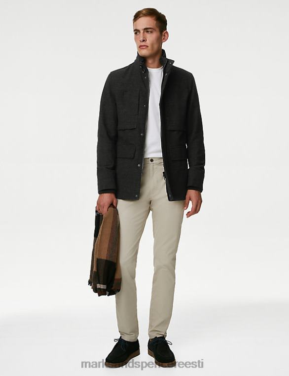 Riietus ee Marks & Spencer mehed lehtrikaelusega moleskist jope must segu NZTRN4828