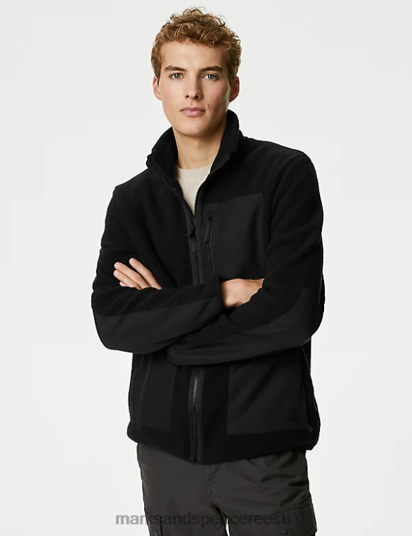 Riietus ee Marks & Spencer mehed polar fliisist lukuga jope must NZTRN5873