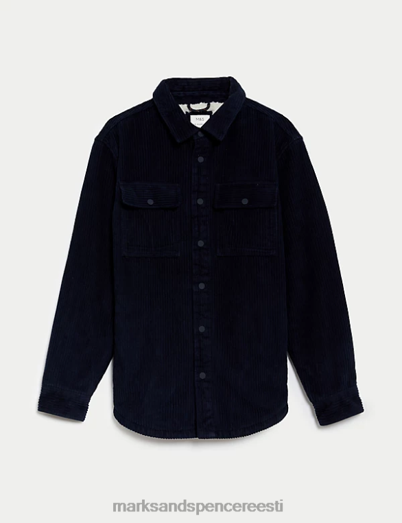 Riietus ee Marks & Spencer mehed puhtast puuvillast velvetist borg voodriga jakk tume merevägi NZTRN6732