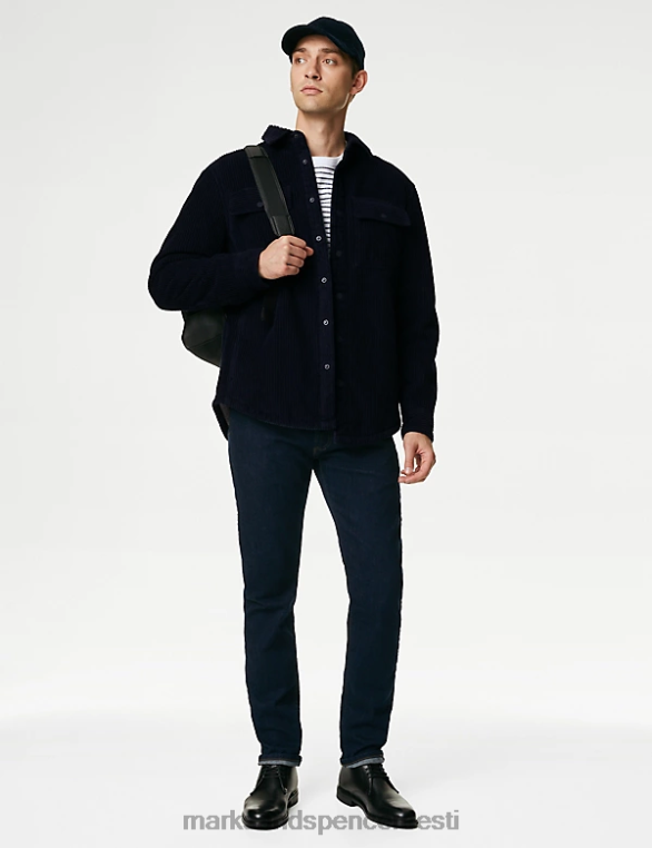 Riietus ee Marks & Spencer mehed puhtast puuvillast velvetist borg voodriga jakk tume merevägi NZTRN6732