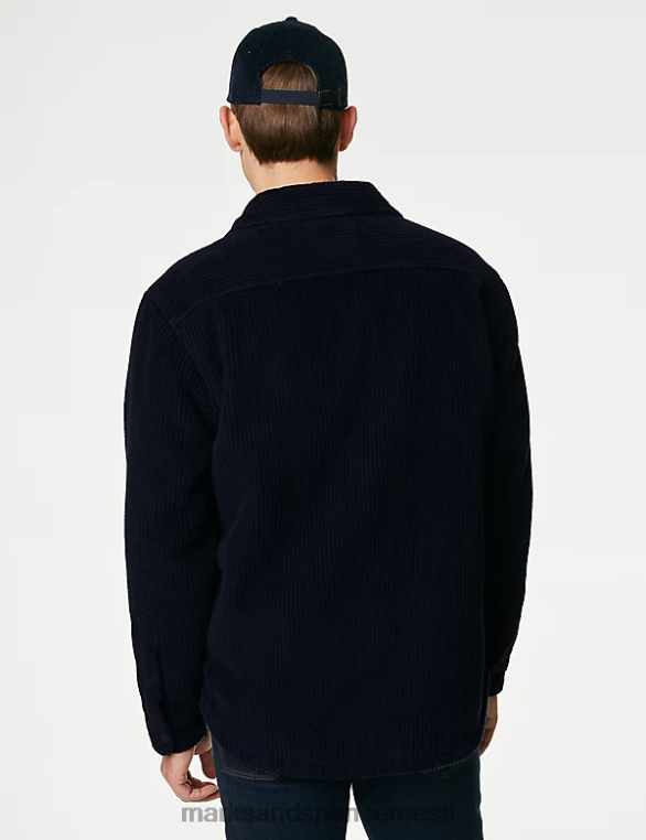 Riietus ee Marks & Spencer mehed puhtast puuvillast velvetist borg voodriga jakk tume merevägi NZTRN6732