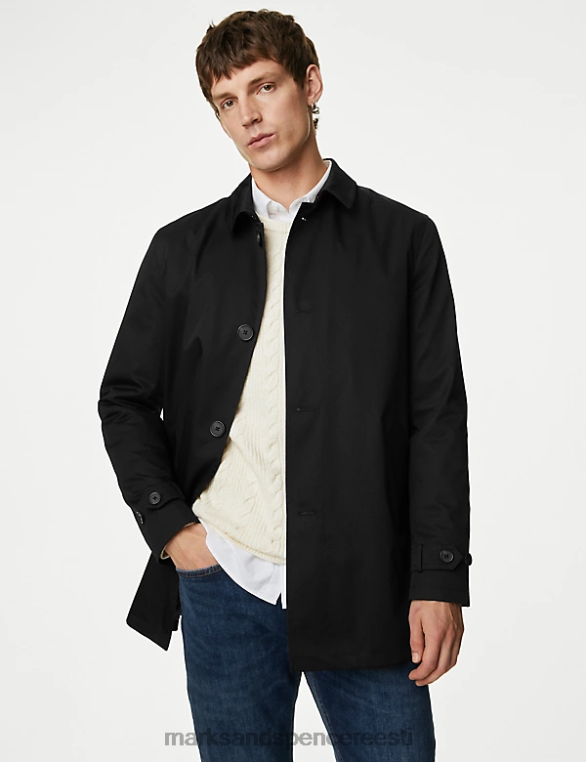 Riietus ee Marks & Spencer mehed puuvillasegu mac tormirõivastega must NZTRN5034