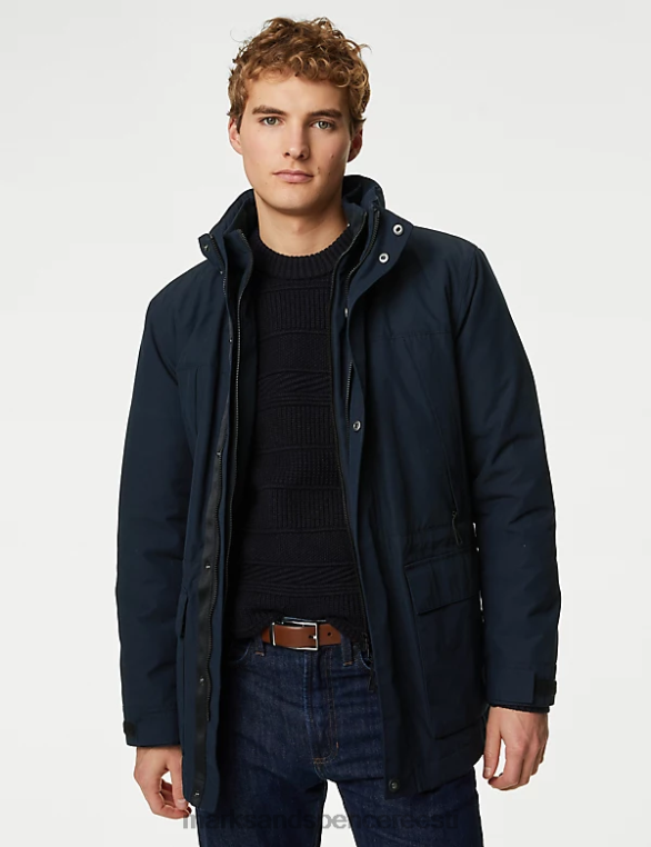 Riietus ee Marks & Spencer mehed puuvillasegu topeltkraega tehniline jope tume merevägi NZTRN6313