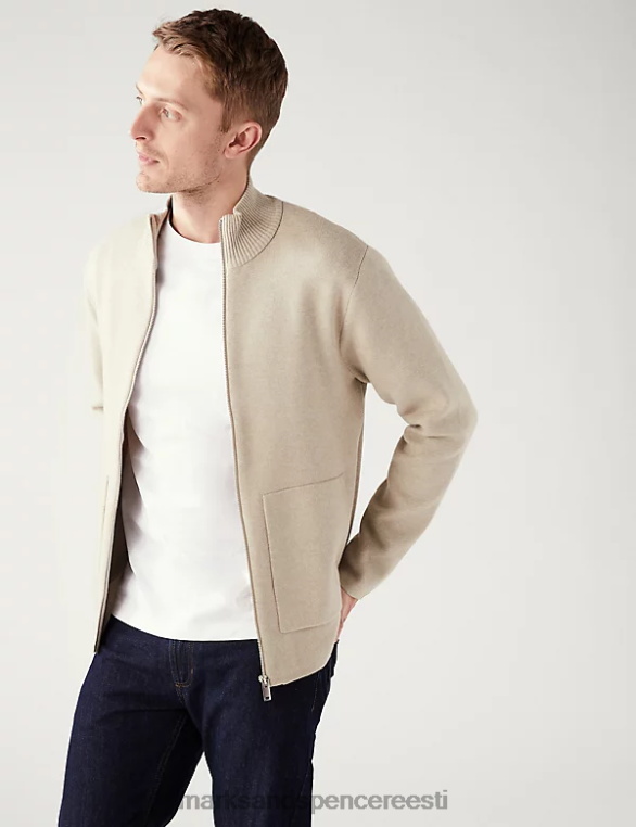 Riietus ee Marks & Spencer mehed puuvillasegust soonikkoes lukuga kootud jakk kivi NZTRN6919