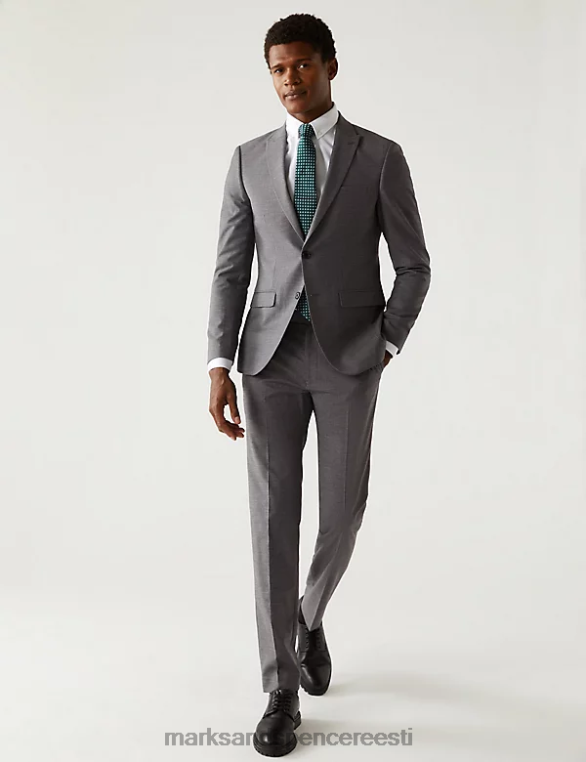Riietus ee Marks & Spencer mehed skinny fit hainahast ülikonna jope venitusega hõbehall NZTRN5599