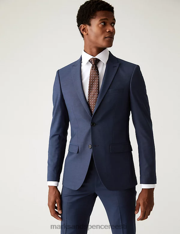 Riietus ee Marks & Spencer mehed skinny fit hainahast ülikonna jope venitusega indigo NZTRN5977