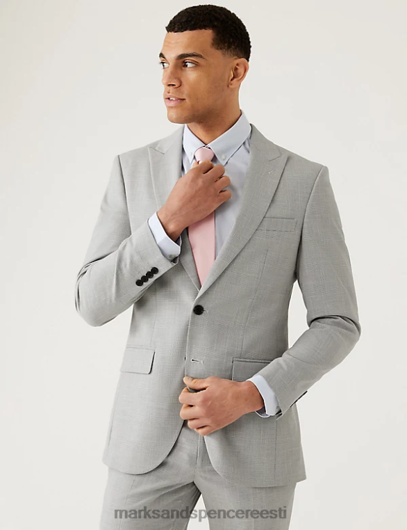 Riietus ee Marks & Spencer mehed slim fit Walesi printsi tšekiülikonna jope helehall NZTRN6414