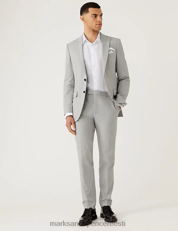 Riietus ee Marks & Spencer mehed slim fit Walesi printsi tšekiülikonna jope helehall NZTRN6414