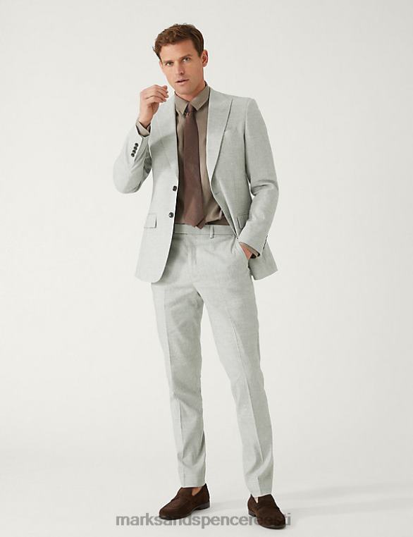 Riietus ee Marks & Spencer mehed slim fit itaalia linane imeülikonna jope helehall NZTRN6385