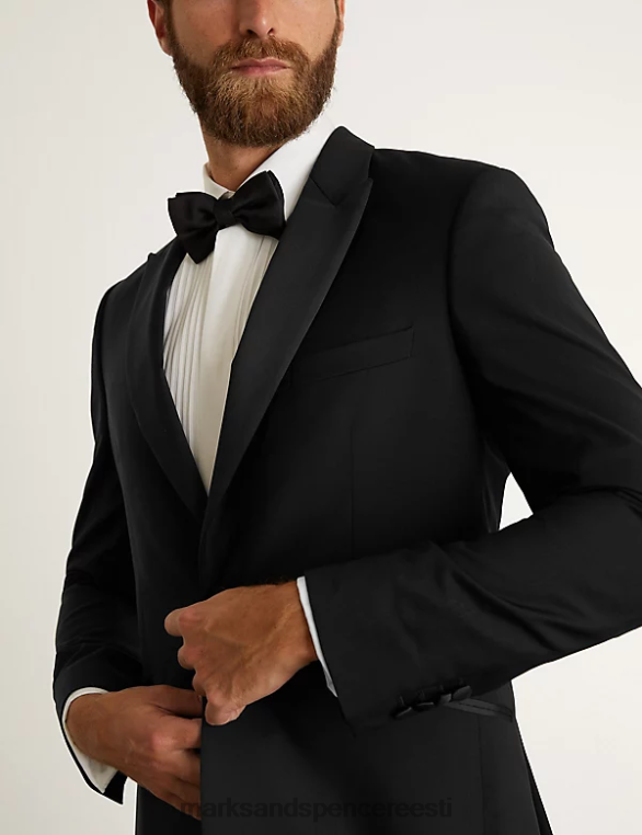 Riietus ee Marks & Spencer mehed slim fit itaalia puhtast villast smokingu jope must NZTRN6059