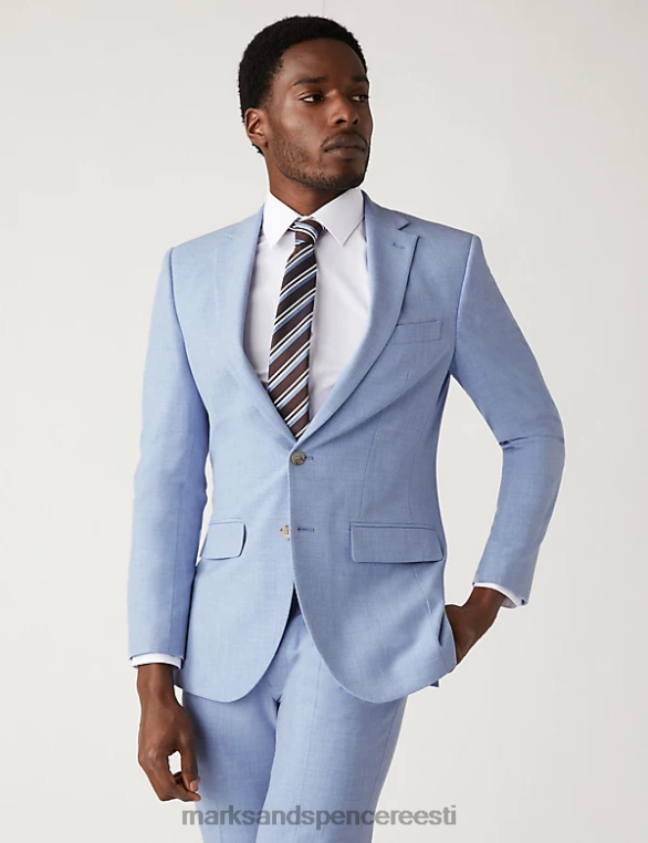 Riietus ee Marks & Spencer mehed slim fit marl veniv ülikonna jope pehme sinine NZTRN6441