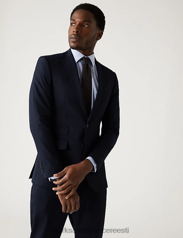 Riietus ee Marks & Spencer mehed slim fit veniv pinstripe ülikonna jope merevägi NZTRN6288