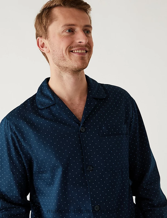 Riietus ee Marks & Spencer mehed puhtast puuvillast täpiline pidžaamakomplekt merevägi NZTRN7134